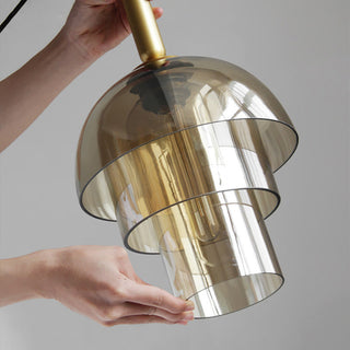 Suspension dôme en verre - Lampe dôme multicouche moderne pour îlot de cuisine
