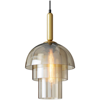 Lámpara colgante de cúpula de cristal - Lámpara de cúpula moderna multicapa para isla de cocina