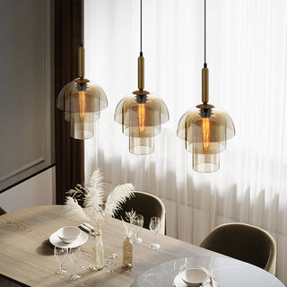 Suspension dôme en verre - Lampe dôme multicouche moderne pour îlot de cuisine