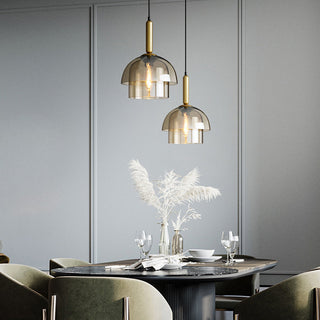 Glass dome pendant in kitchen — multi-layer modern island lamp