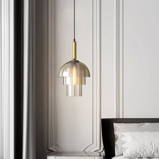 Multi-layer dome pendant side view — glass modern fixture