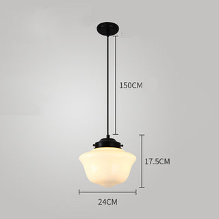 Suspension laiteuse – Lampe rétro géométrique en verre en forme de bocal pour salle à manger