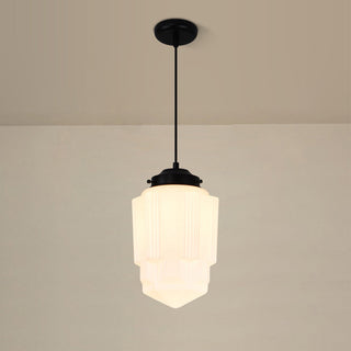 Milk white geometric jar pendant — retro interior lamp