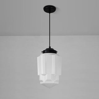 Suspension laiteuse – Lampe rétro géométrique en verre en forme de bocal pour salle à manger