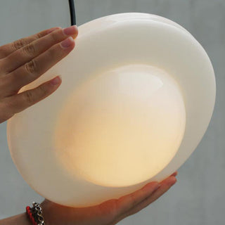 Suspension laiteuse – Lampe rétro géométrique en verre en forme de bocal pour salle à manger