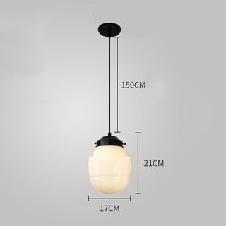 Retro pendant with milk white geometric jar glass shade