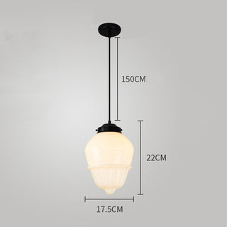 Suspension laiteuse – Lampe rétro géométrique en verre en forme de bocal pour salle à manger
