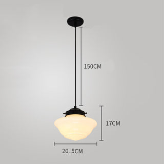 Suspension laiteuse – Lampe rétro géométrique en verre en forme de bocal pour salle à manger