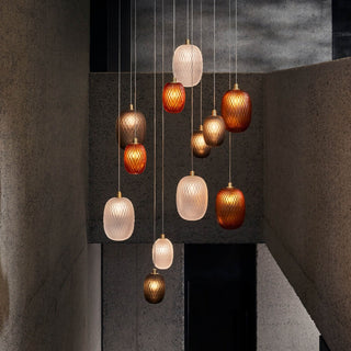 Iron frame stained glass pendant from below — ball ceiling lamp