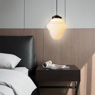 Milk glass jar pendant — retro geometric design