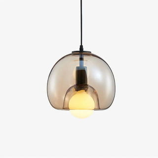 Colgante de cristal soplado a mano – Lámpara colgante de orbe moderna con pantalla ámbar