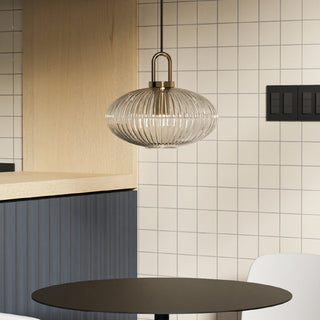 Modern pumpkin pendant lamp with transparent glass shade