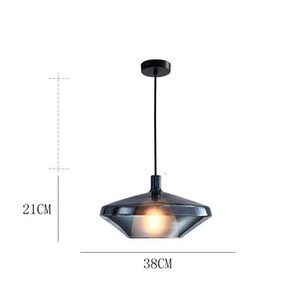 Pendant lamp with multicolored glass panels and warm glow