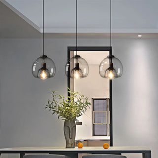 Suspension en verre soufflé – Luminaire moderne en forme de sphère avec abat-jour ambré