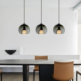 Amber glass orb pendant light — handblown ceiling fixture