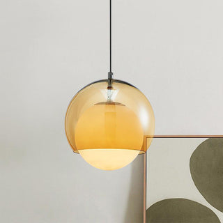 Vintage orange Bauhaus glass pendant for kitchen island