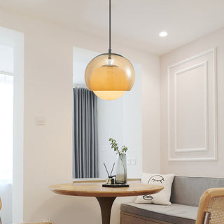 Suspension Vintage Orange – Lampe Pendante en Verre Bauhaus pour Cuisine et Salle à Manger