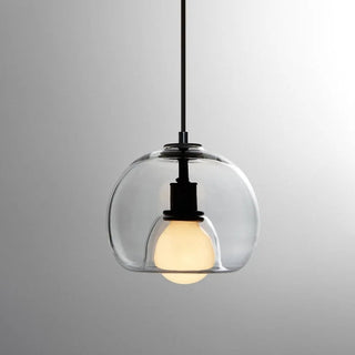 Amber orb pendant lamp — artisan handblown glass