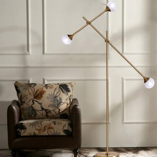 Modern glass orb lamp side — metal swing arm LED warm