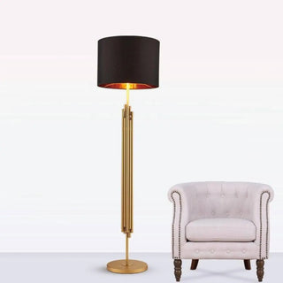 LARGE grand floor lamp – gold finish and black shade