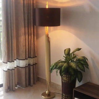LARGE floor lamp – black and gold in contemporary room