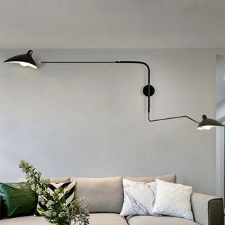 Industrial black double arm wall sconce 175cm aluminum