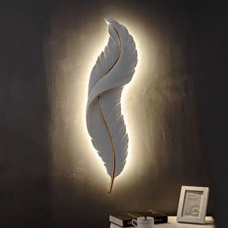 Large feather wall sconce dimmable installed – detail