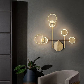 Large circle wall sconce G4 LED – gold aluminum 6 lights 54cm