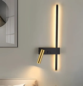 Large adjustable LED wall light black gold 2 lights