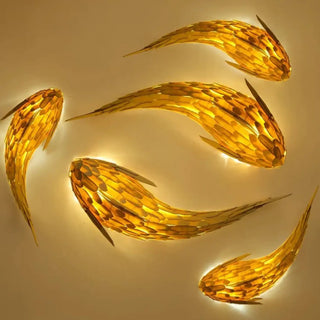 Fish shape wall sconce E27 LED koi brown detail