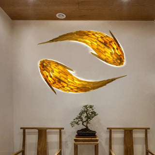 Koi fish wall sconce E27 LED art deco brown 60cm