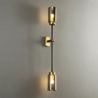 Large Scandinavian wall sconce close-up – gold black modern design