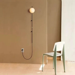 Plug-in wall light side angle – 13cm globe 100cm cable black