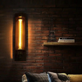 Large industrial wall sconce side view black E27 47cm