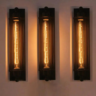 Industrial punk wall sconce E27 IP65 black metal 47cm
