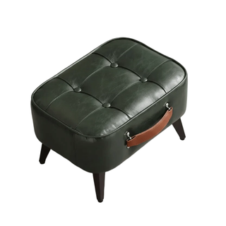green faux leather ottoman stool