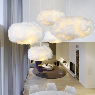 Cloud-shaped cotton ceiling pendant — soft warm LED kids bedroom lamp
