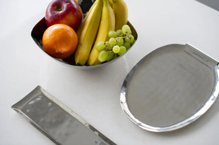 triangle snack bowl rikan stainless steel hammered texture triangular serving dish detail