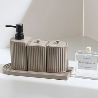 ceramic minimalist eco friendly bathroom accessories ensemble set side view