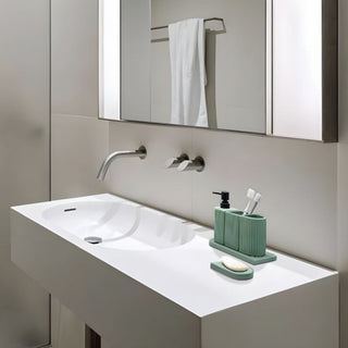 ceramic minimalist eco friendly bathroom accessories ensemble set detail