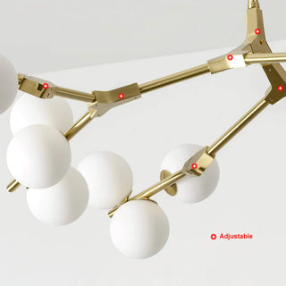 Elegant Pendant Lamp – Gold Chandelier with Sculpted Branch Design & Frosted Globes
