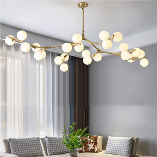 Elegant Pendant Lamp – Gold Chandelier with Sculpted Branch Design & Frosted Globes