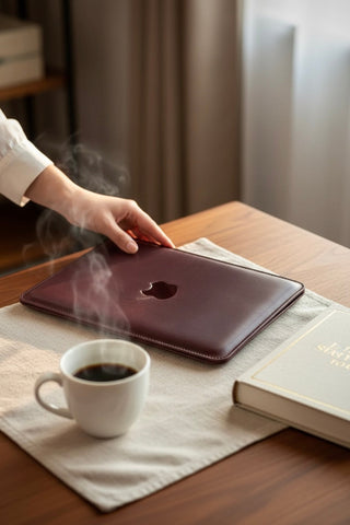 apple leather sleeve handmade 13 inch macbook pro case vintage style showcase view