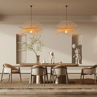 Woven Bamboo Pendant Light – Bohemian Pendant Light With Openwork Shade