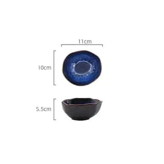 french cat eye bowl earthworks blue ceramic porcelain serving dish irregular shape angle view
