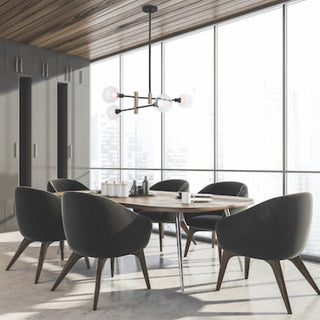 Round iron sputnik chandelier — modern glass hanging lamp warm