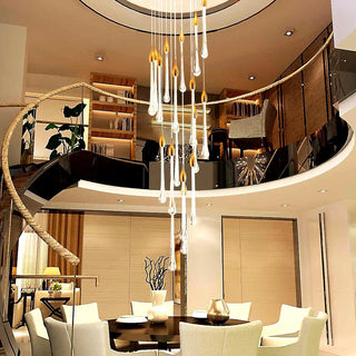 Gold Crystal Chandelier – Modern Staircase Lighting With LED Fixture