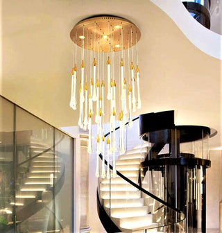 Gold Crystal Chandelier – Modern Staircase Lighting With LED Fixture