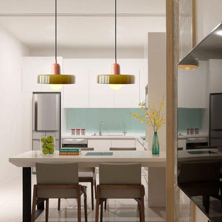 Suspension Bauhaus – Lampe LED moderne à deux têtes en verre pour salle à manger