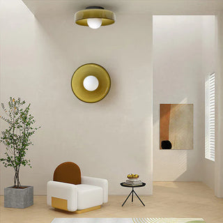 Round flush mount glass ceiling lamp – contemporary kitchen lighting